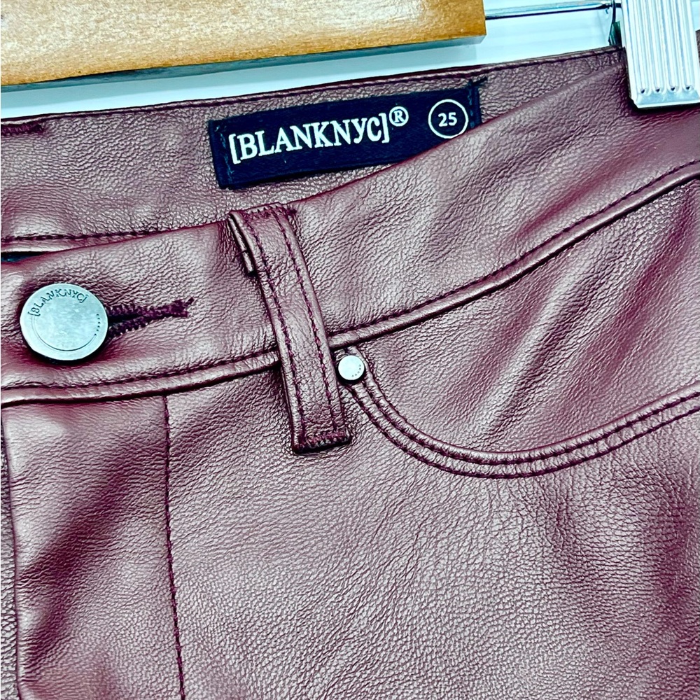 New Blank NYC Revolve Faux Vegan Leather Oxblood Red Skinny Pants Women’s 25 - Picture 10 of 15